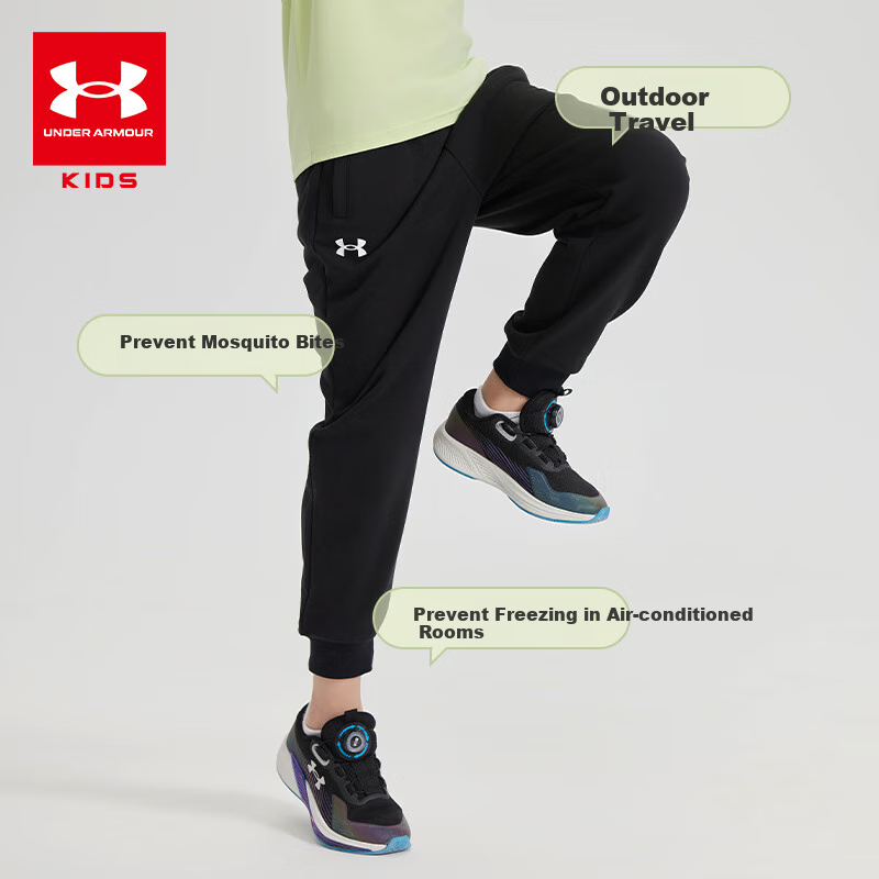 Under Armour Boys And Girls Sports Pants, Loose-Fitting Knit Casual Joggers for Older Childre