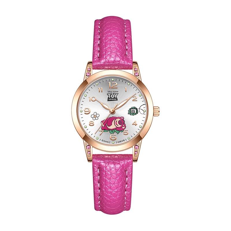 Disney Strawberry Bear Student Children's Exam Wristwatch Calendar Luminous Waterproof Quartz Birthday Girl School Watch