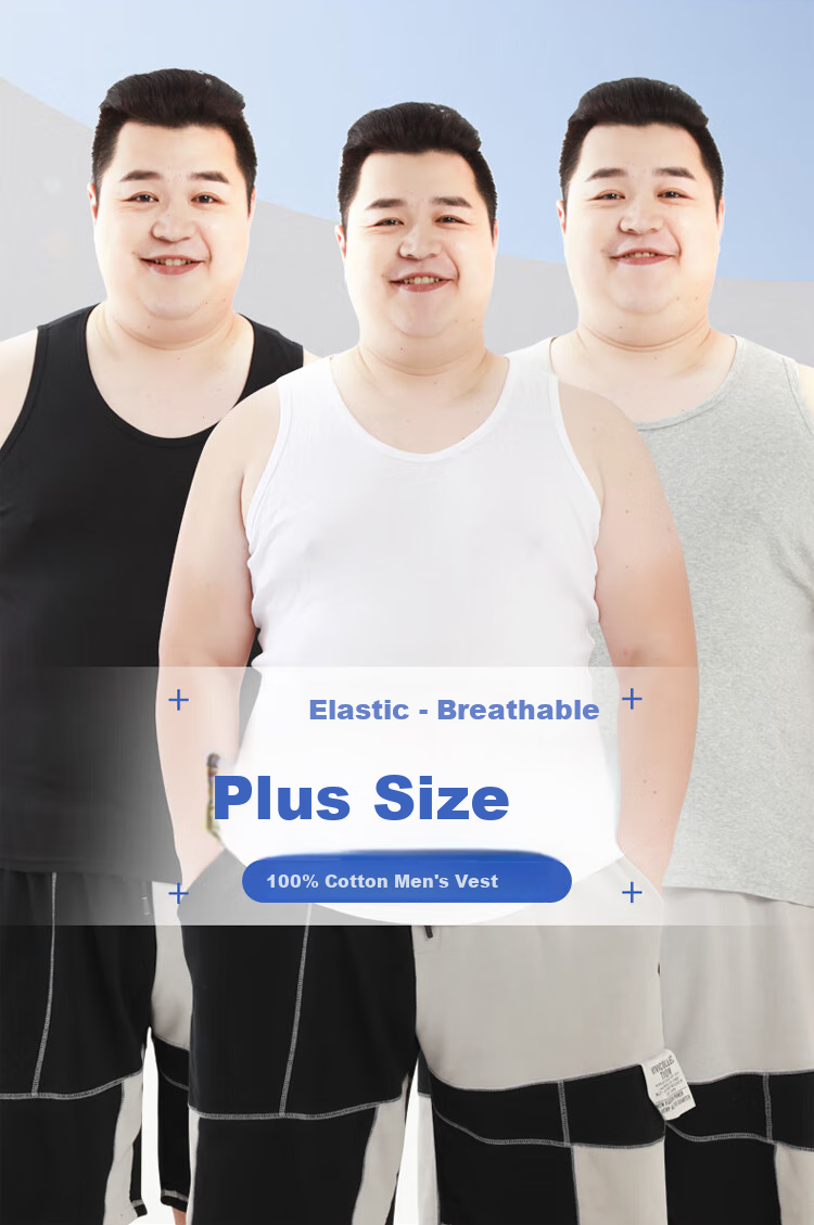 Hengyuanxiang [100% Pure Cotton Plus Size Tank Top] Men's Antibacterial Plus Size Undershirt Camisole Sleeveless Sports Undershirt 7