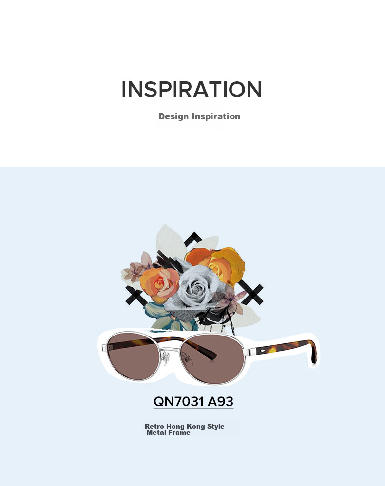 QINA Retro Hong Kong Style Sunglasses for Women, Elegant Sunglasses QN7031A60 2