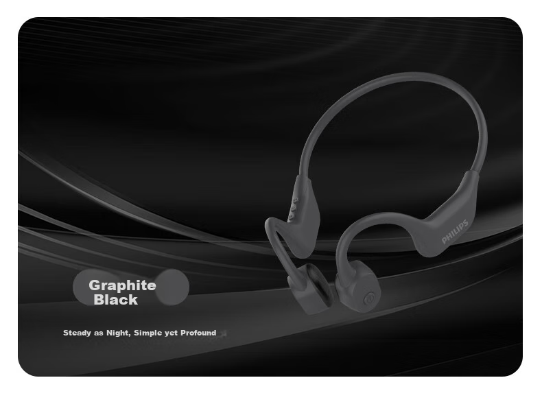 PHILIPS Bone Conduction Bluetooth Headphones, Professional Sports Running, Ear-Hook Style, True Wireless, Open-Ear Design, Not In-Ear, Clip-On, Long Battery Life, High-End Noise Reduction, Suitable for Apple And Huawei, TAA6609C Black 12