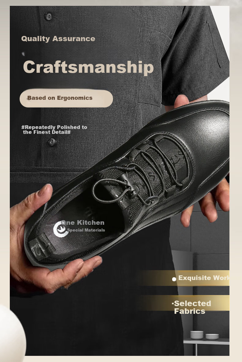 Chuwang Chef Shoes for Men, Non-Slip And Oil-Resistant Kitchen Work Shoes, Water-Repellent Casual Soft-Soled Leather Shoes with Laces C5003 Size 38 7