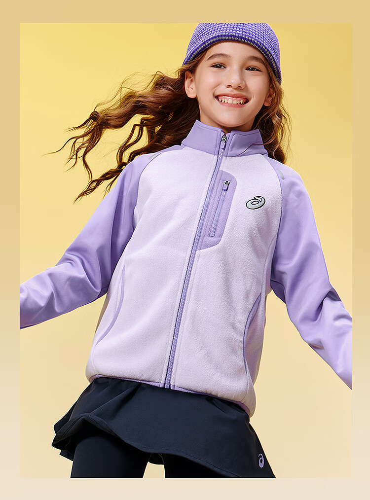 ASICS Kids 25 Years Anti-Static Fleece Long Sleeve Raglan Sleeve Sports Jacket for Older Children 6