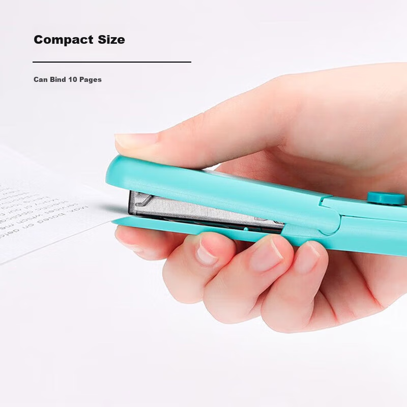 MAX HD-10SK Imported Low-Effort Folding Stapler, Student Office Portable Collapsible Small Stapler, Compatible with No.10 Staples, Blue