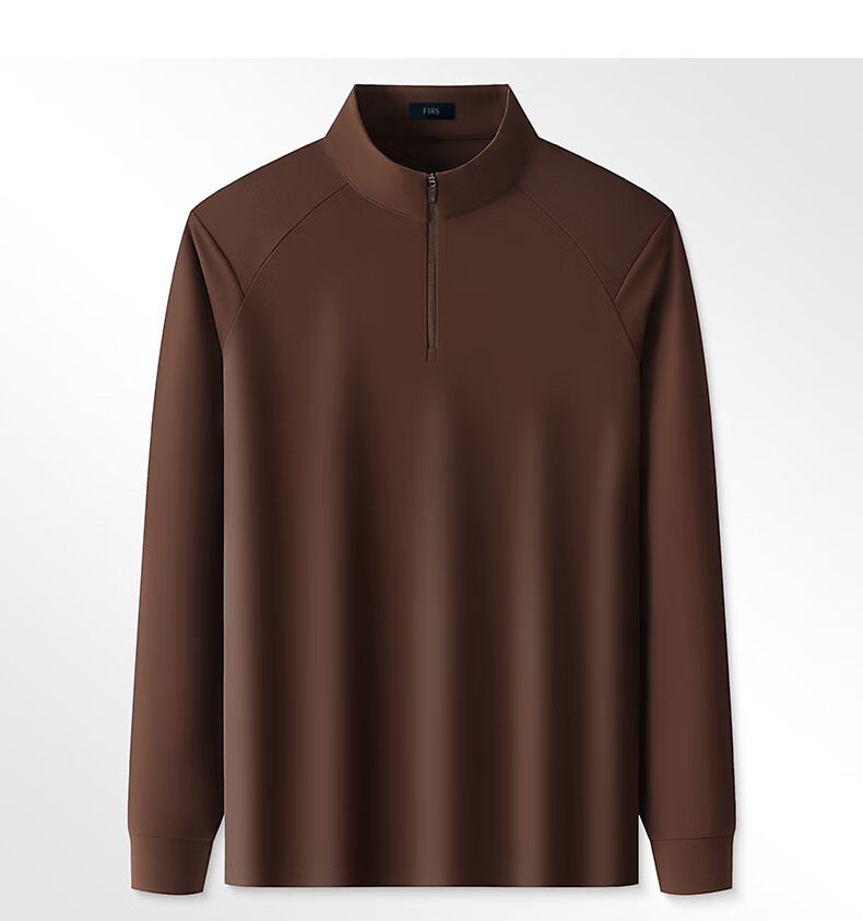 FIRS [7A Antibacterial] Men's Spring and Autumn Half-Zip Business Casual Pullover Long Sleeve T-Shirt 9