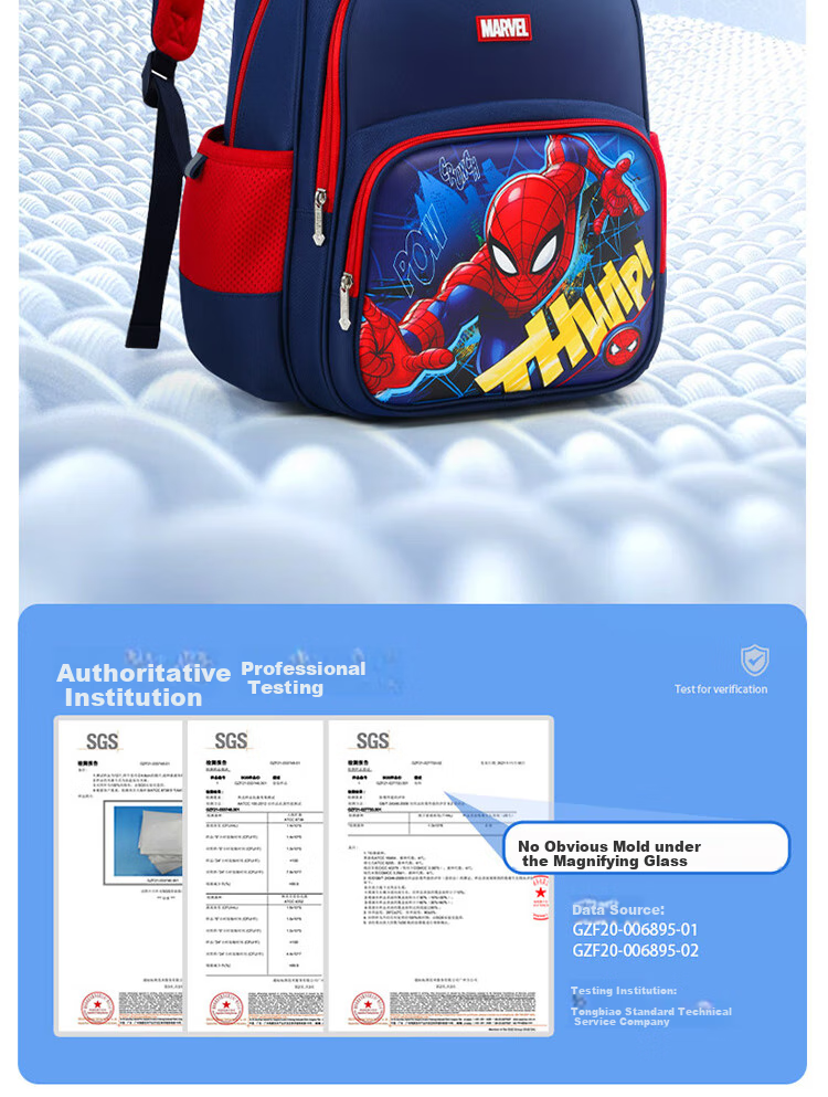 Disney Children's Backpack for Primary School Students Grades 1-3, Ultra-Light Breathable Large Capacity Antibacterial Water-Resistant Spider-Man Backpack for Boys 6