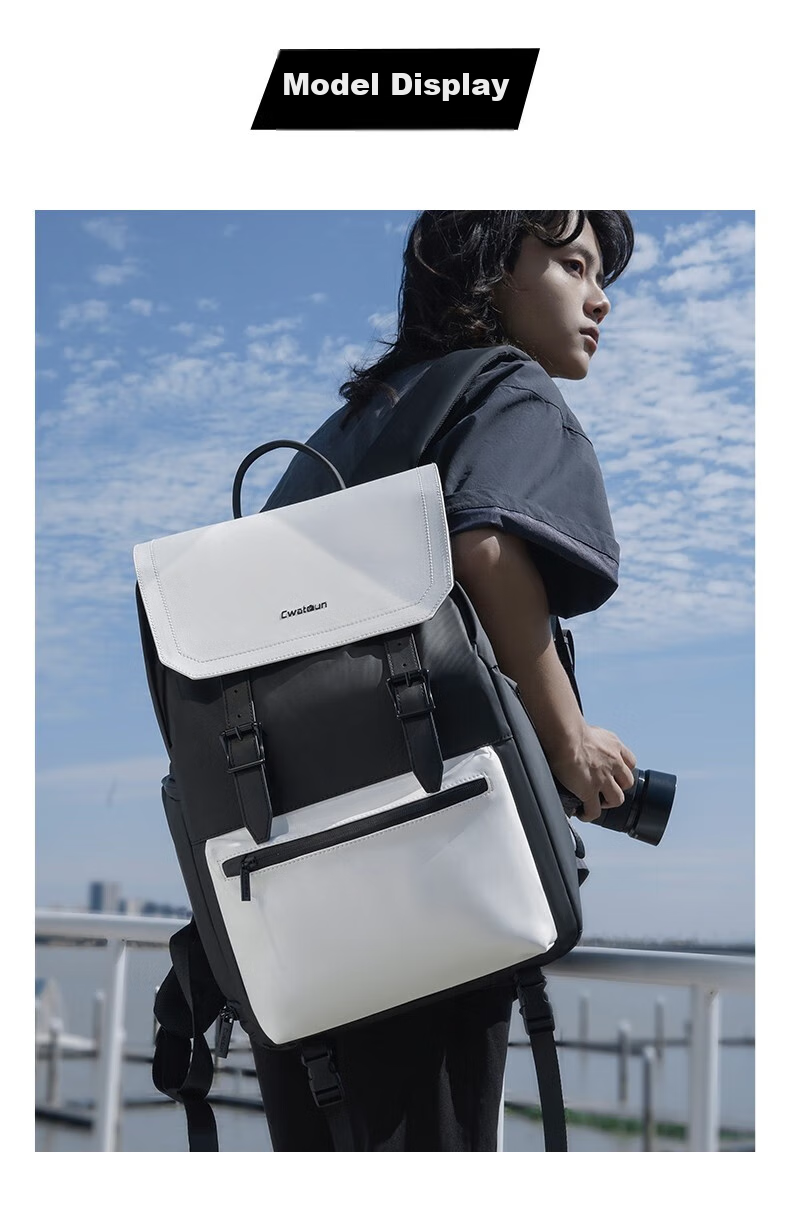 CWATCUN Camera Backpack, Dual-Shoulder Bag for Canon, Fuji, Sony, Photography Bag, Casual Commuter Anti-Collision Backpack, Stylish Upper And Lower Compartments, Suitable for Men And Wome 10
