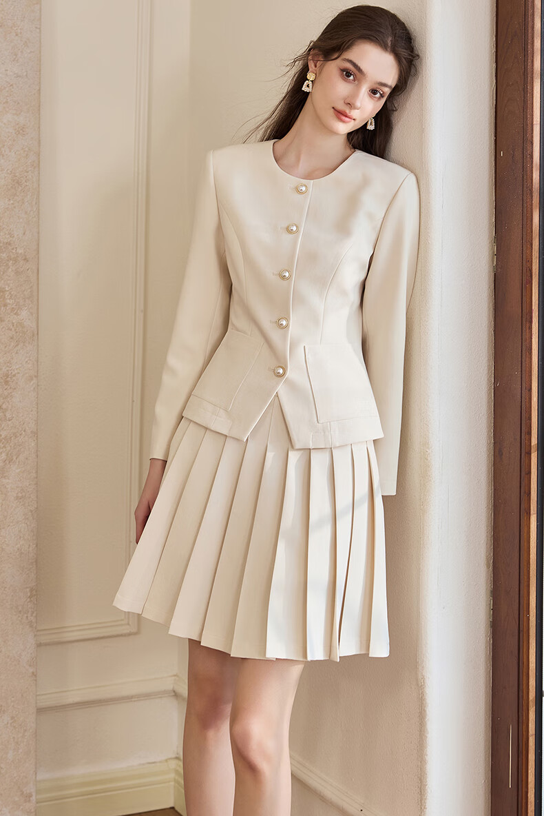 ROEYSHOUSE Women's Commuter Blazer 2026 Spring Intellectual Slim Fit Suit Jacket 11036 Apricot M 2