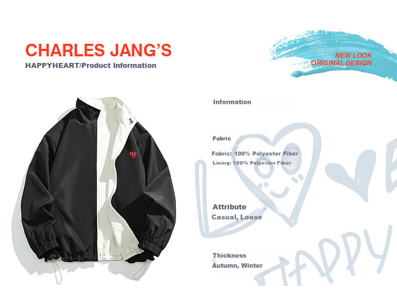 Chaersitaoxin Double-Sided Jacket for Men, Spring And Autumn, Couple's Windproof Coat, Red, Size M 3