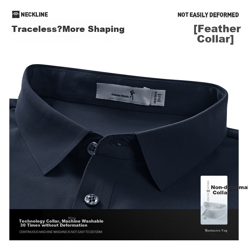 DANCING WOLVES [Quick-Dry Elastic] Summer Simple Casual Versatile Men's Short-Sleeve POLO Shirt, Navy Blue, XL(180)