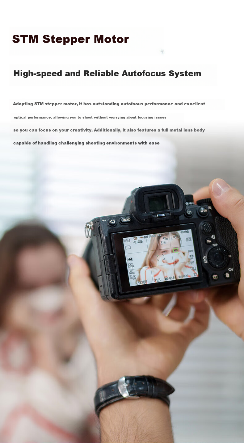 Qigongjiang Sony Prime Lens, E-Mount, Black, AF50mmF1.8 (Auto Focus), Full-Frame Auto Focus Lens, Suitable for A7m4 ZV-E10 II, A7c2 4