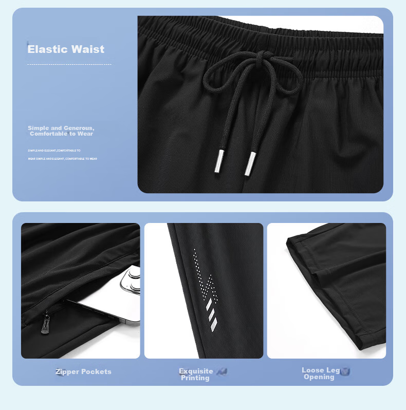 Jeanswest Men's Shorts, Trendy Summer Ice Silk Pants, Breathable Quick-Dry Sports Casual Five-Point Shorts, Running Pants, Beach Shorts for Me 5