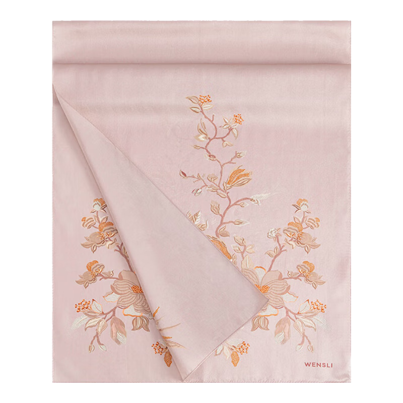 Wanshili Silk Scarf, Mulberry Silk Long Shawl, Outer Wrap, Gift for Elders, Mid-Autumn Festival Present, Silk Scarf Gift Box, Orchid Desig