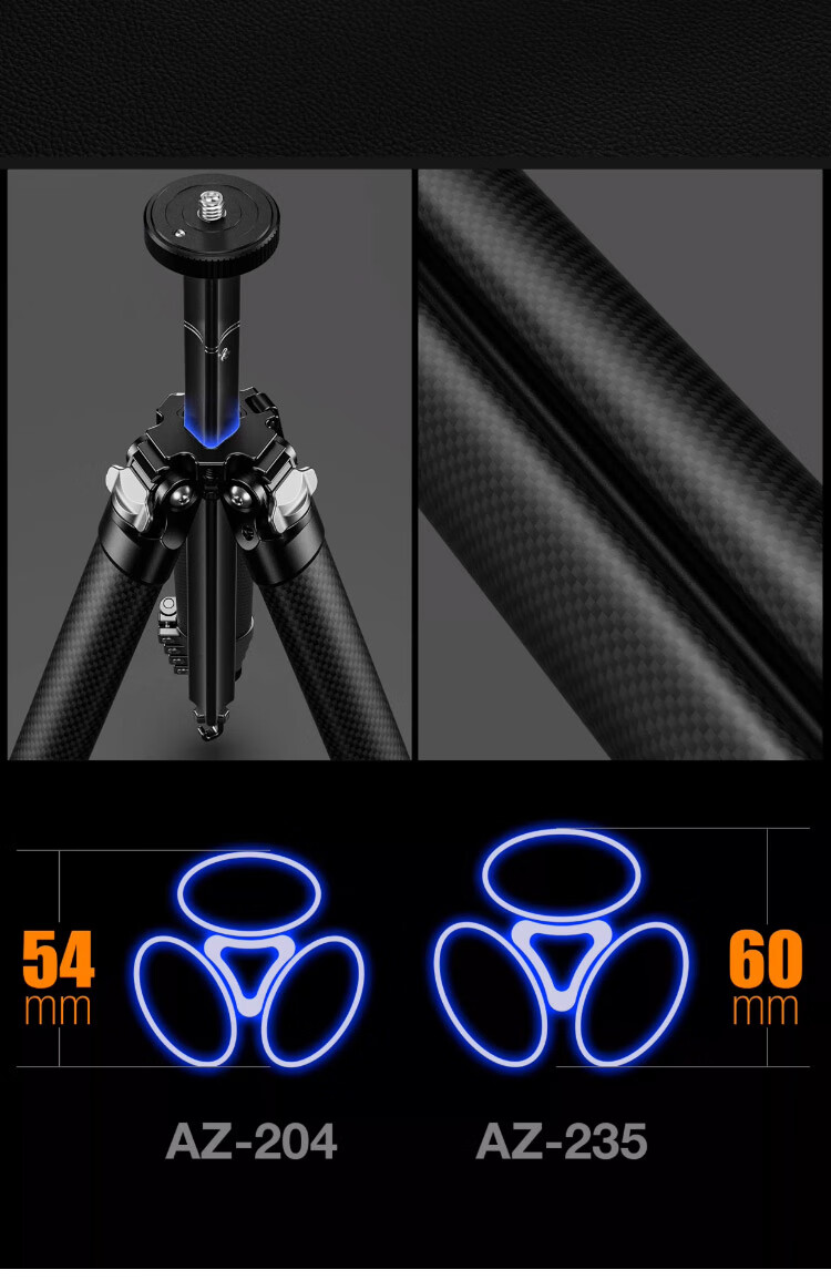 Leofoto Tripod, Canglong AZ Series Portable Carbon Fiber Tripod Ball Head Outdoor Landscape Photography Tripod Ball Head Kit, AZ-204C+LH 3