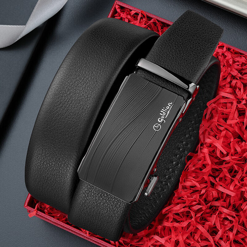 Goldlion Men's Belt with Automatic Buckle, Fashionable Trouser Belt Gift Box, Birthday Present