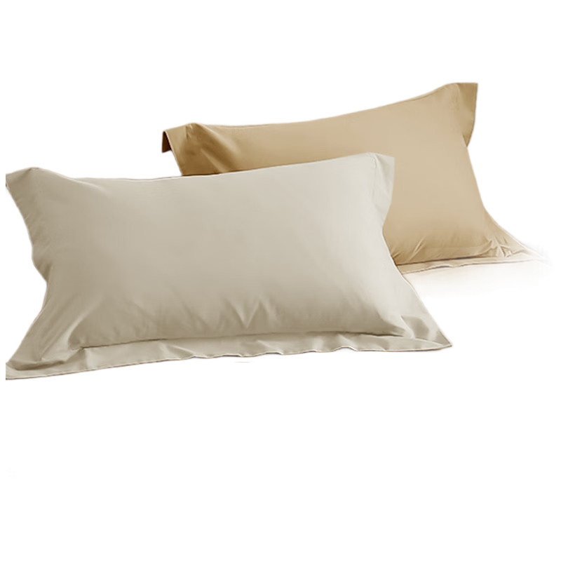 Ranpai Pure Cotton Pillowcase Set of Two, 100% Cotton Pillow Cover, Single Pillow Case, 48x74cm, Camel Color with Two-Tone Desig
