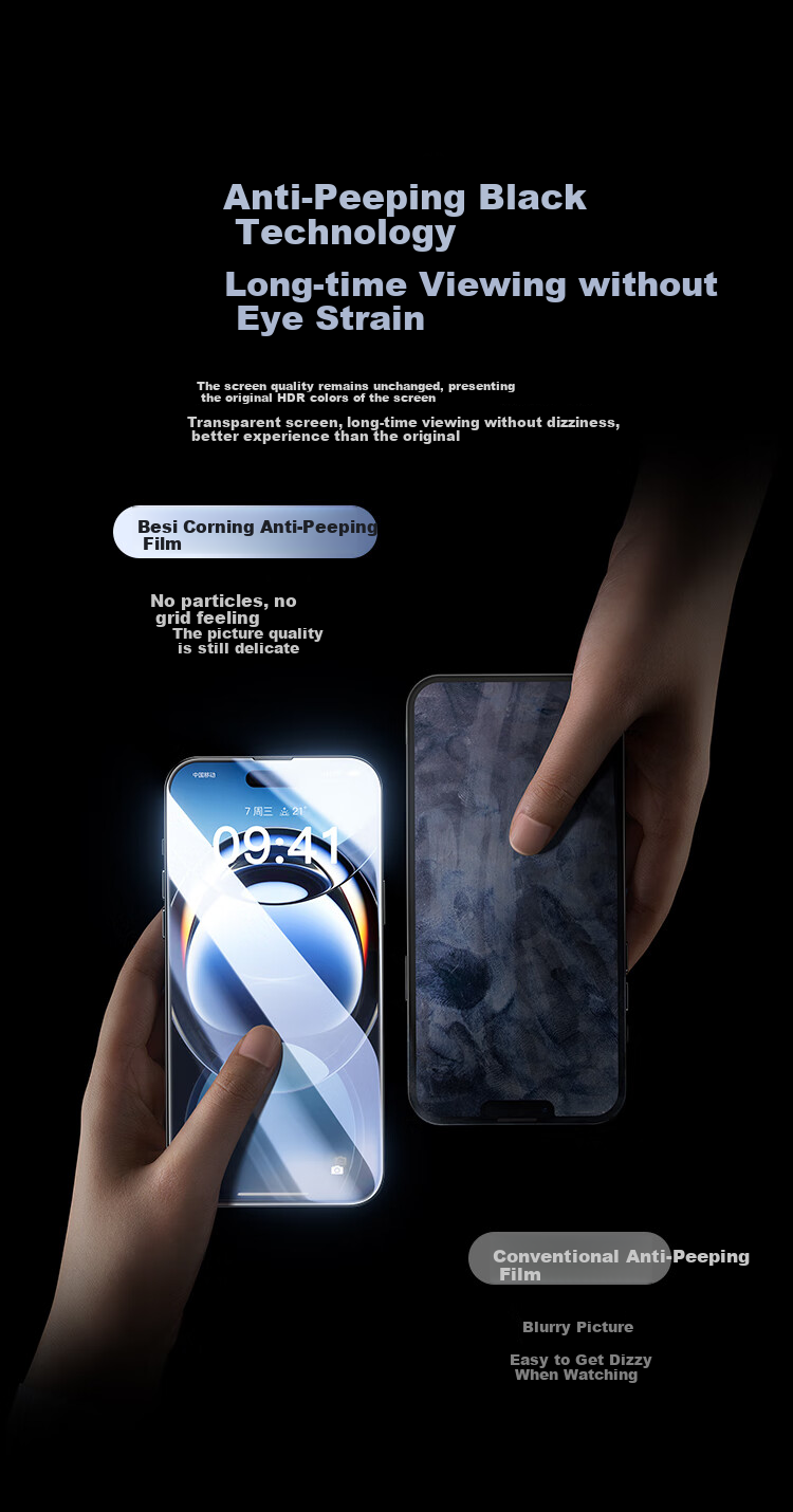 Baseus [Corning Film], Suitable for Apple 16 Pro Privacy Screen Protector, IPhone 16 Pro Tempered Glass Film, Dust-Proof, Shockproof, Anti-Fingerprint, Anti-Peeping, 28° Enhanced Versio 4