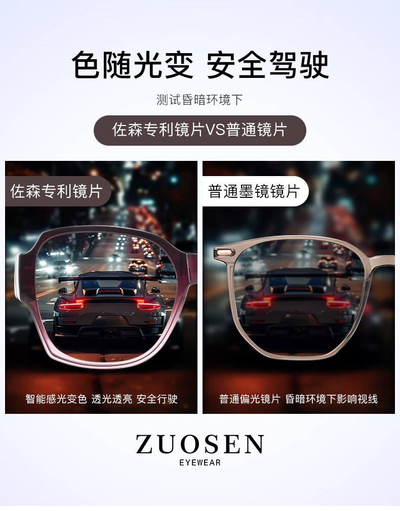 ZUOSEN Foldable Myopia Sunglasses for Women, Can Be Used with [Moon Black] Sunglasses, Comes with Storage Case, Photochromic Lenses 2