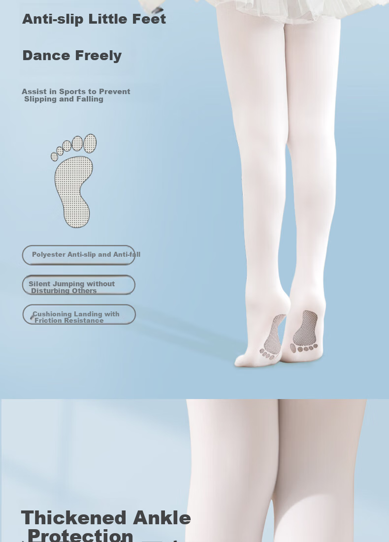 LangSha Children's Tights for Practice, Girls' Thin Leggings, Versatile Dance Socks, Student Dancing Socks, Kids' Socks 6