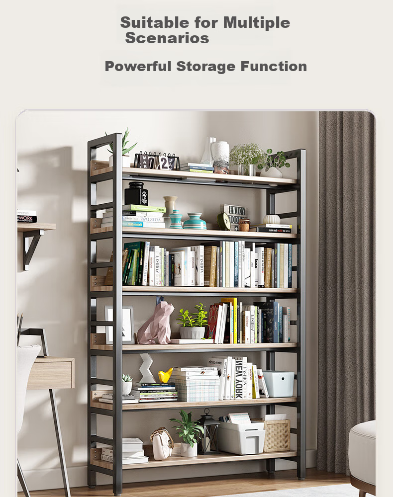 Milin Bookshelf Storage Rack, Floor-Standing Multi-Tier Organizer for Students And Home Use, Living Room Iron Art Bookcase Storage Shelf, Four-Tier White 80 13