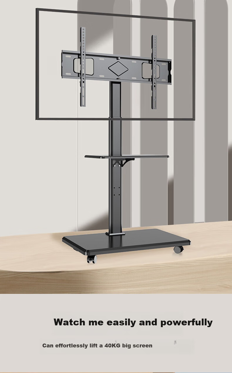 CABTE Mobile TV Stand Floor-Standing for 32/43/55/65/75 Inch TVs, Universal TV Bracket for Multiple Brands, Pearl White 11