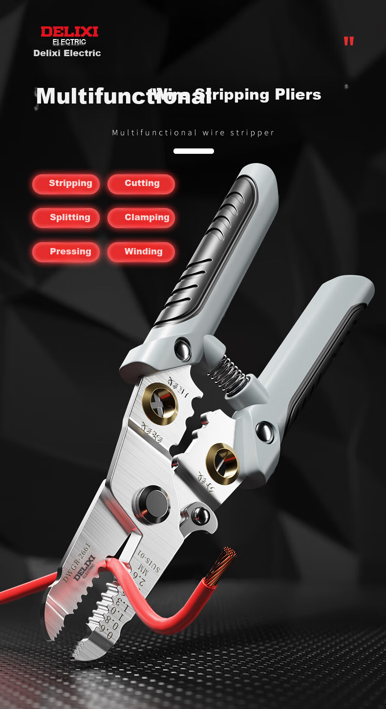 DELIXI Wire Stripping Pliers, Electrician's Specialized Wire Cutter, Multifunctional Stripping Pliers, Handheld Multi-Function Wire Separator And Crimping Tool 1