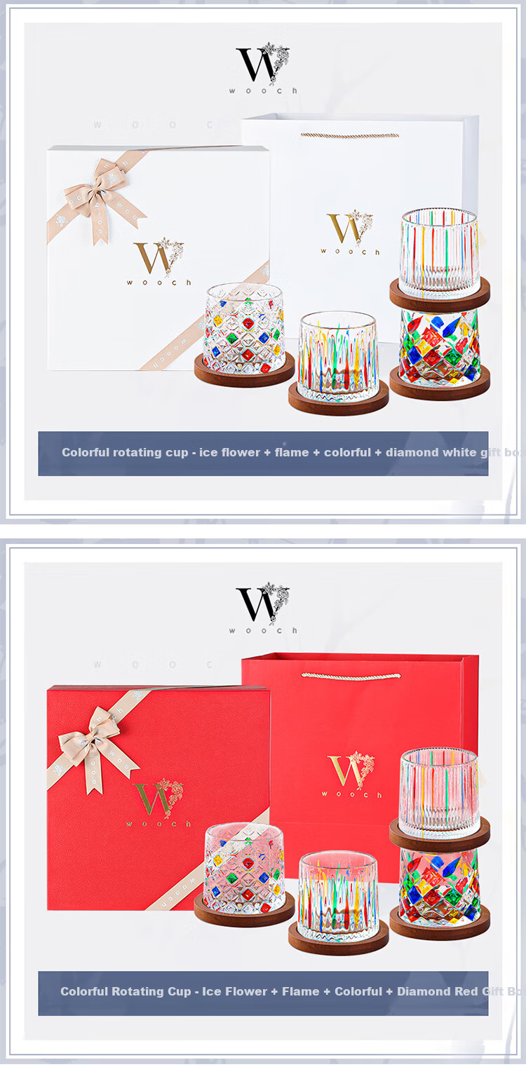 WOOCH [Mid-Autumn Festival Gift] Rotating Glass Cups, Wedding Couple Glasses Gift Box Set, Couples Housewarming Gift for Newlyweds 4
