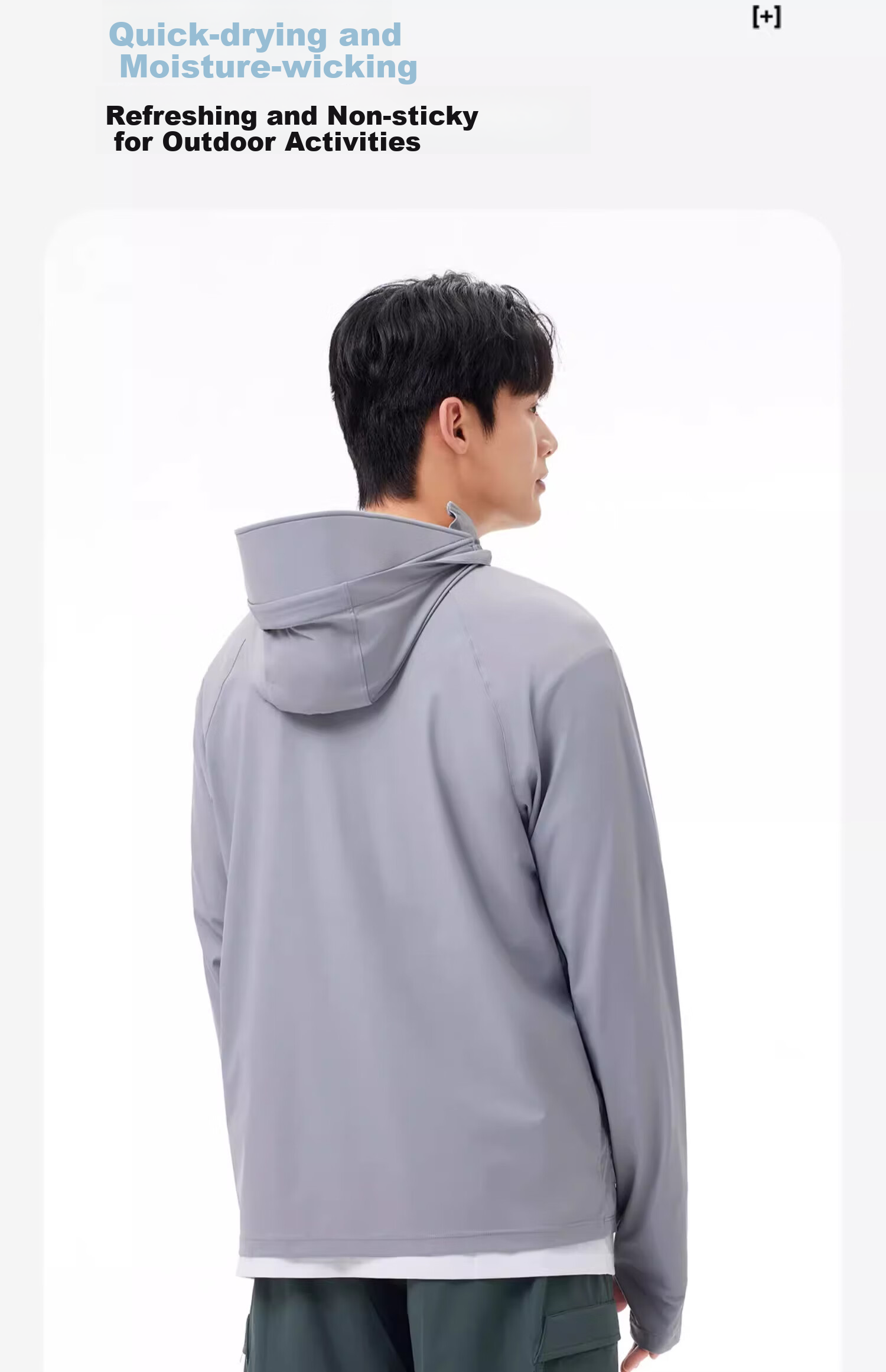 CAMEL Cold White Original Yarn Sun Protection Clothing UPF50+, Quick-Drying High-Elasticity Sun Protection Jacket A15BAVV086, Phantom Black 2XL 12