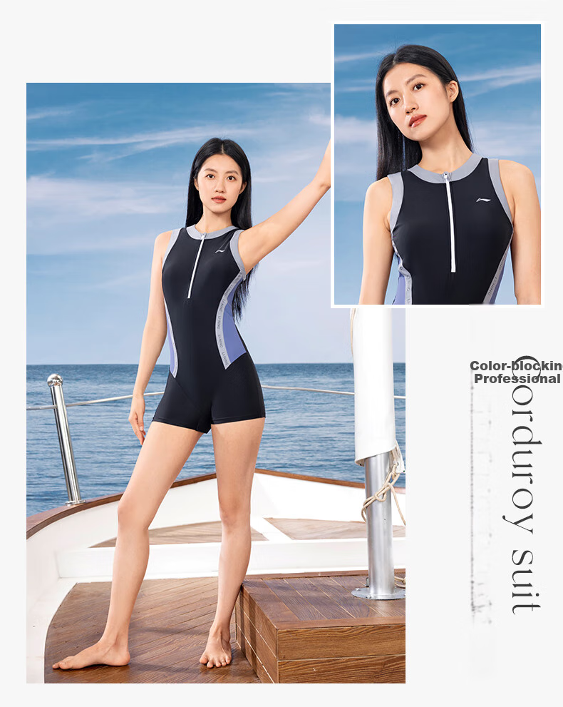 Li-Ning Women's Swimsuit, High-End Feel, 2026 New Popular Style, Tummy-Covering, Competitive Speed, Professional Training One-Piece Swimsuit, Boyshort Swimwear 6
