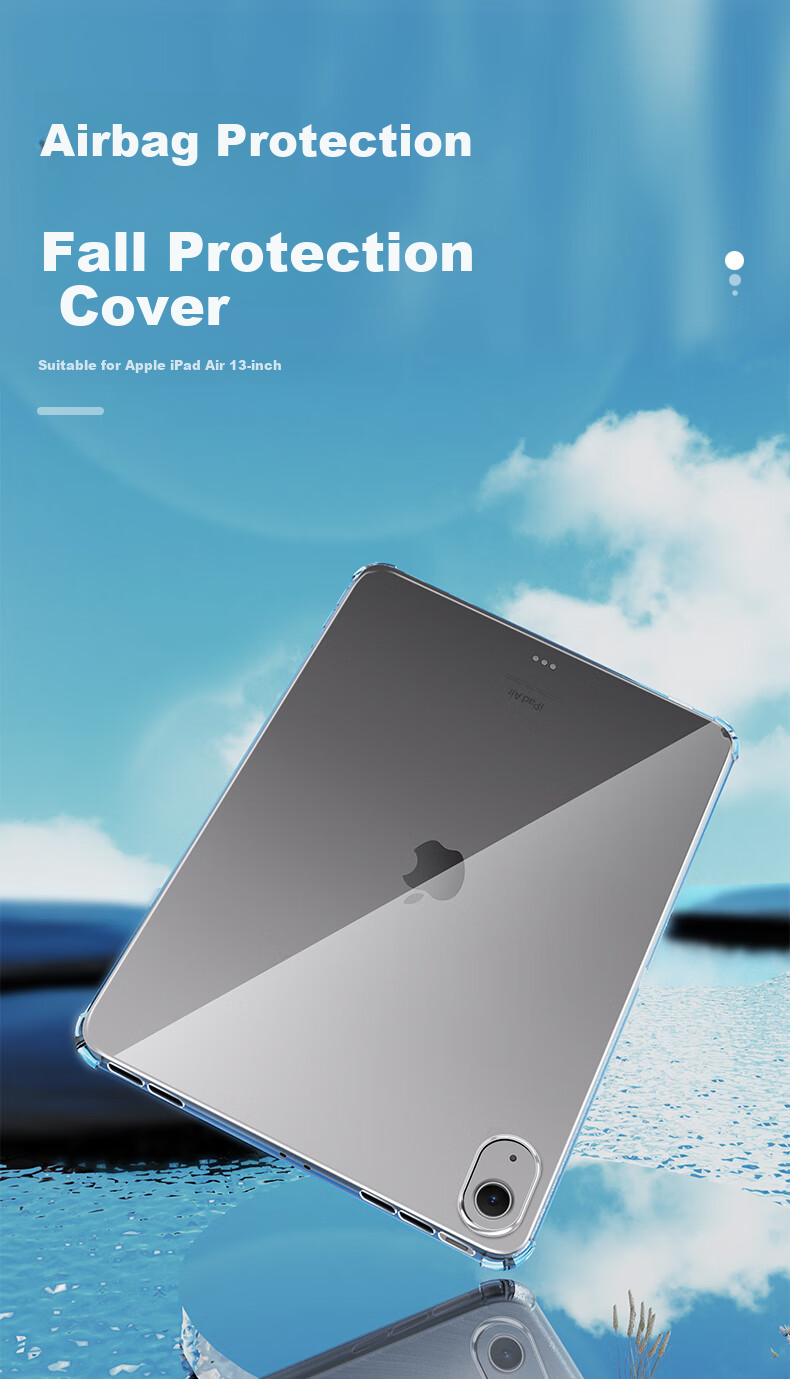 Freeson Compatible with Apple IPad Air 13-Inch M4 Chip 2026 New Model Tablet Case, 25/24 Air Cushion Anti-Collision Full Protection Crystal Clear Soft Shell, Transparent 1