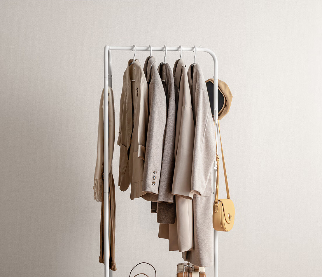 Lanjiaoluo Floor-Standing Clothes Rack, Bedroom Storage with Wheels, Hooks, 80*40*160cm, Mobile And Thickened 7