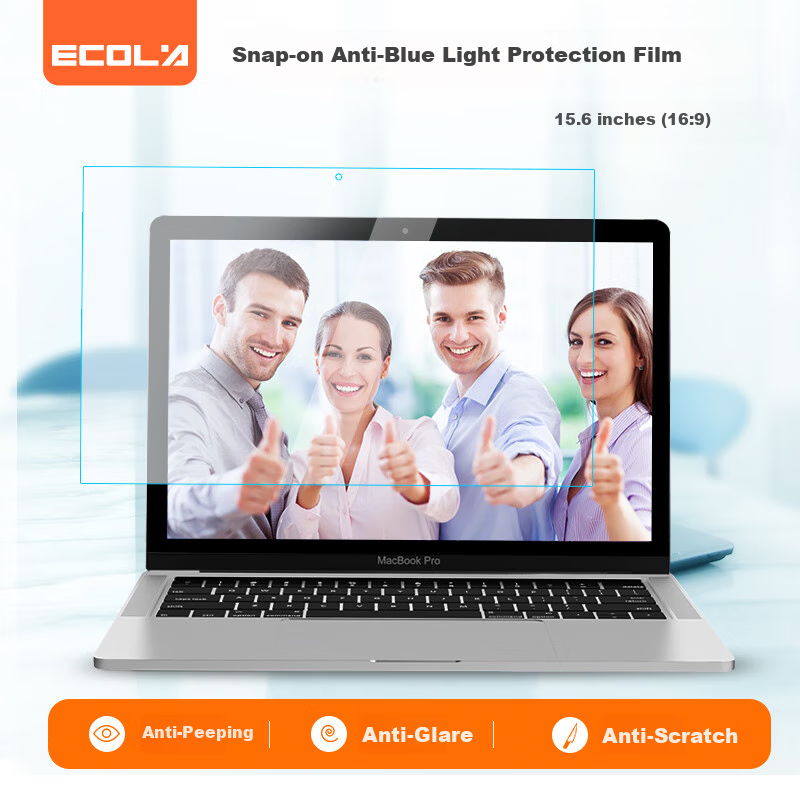 ECOLA Computer Anti-Blue Light Film FL156 Monitor Anti-Blue Light Film, Laptop Anti-Blue Light, Anti-Glare Protective Film, Tablet, 15.6-Inch (16:9)