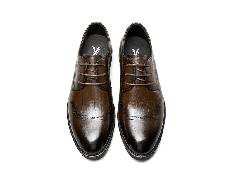 Eierkang Men's Embossed Business Formal Leather Shoes British Style Brogue Derby Shoes 97119W Black 42 11