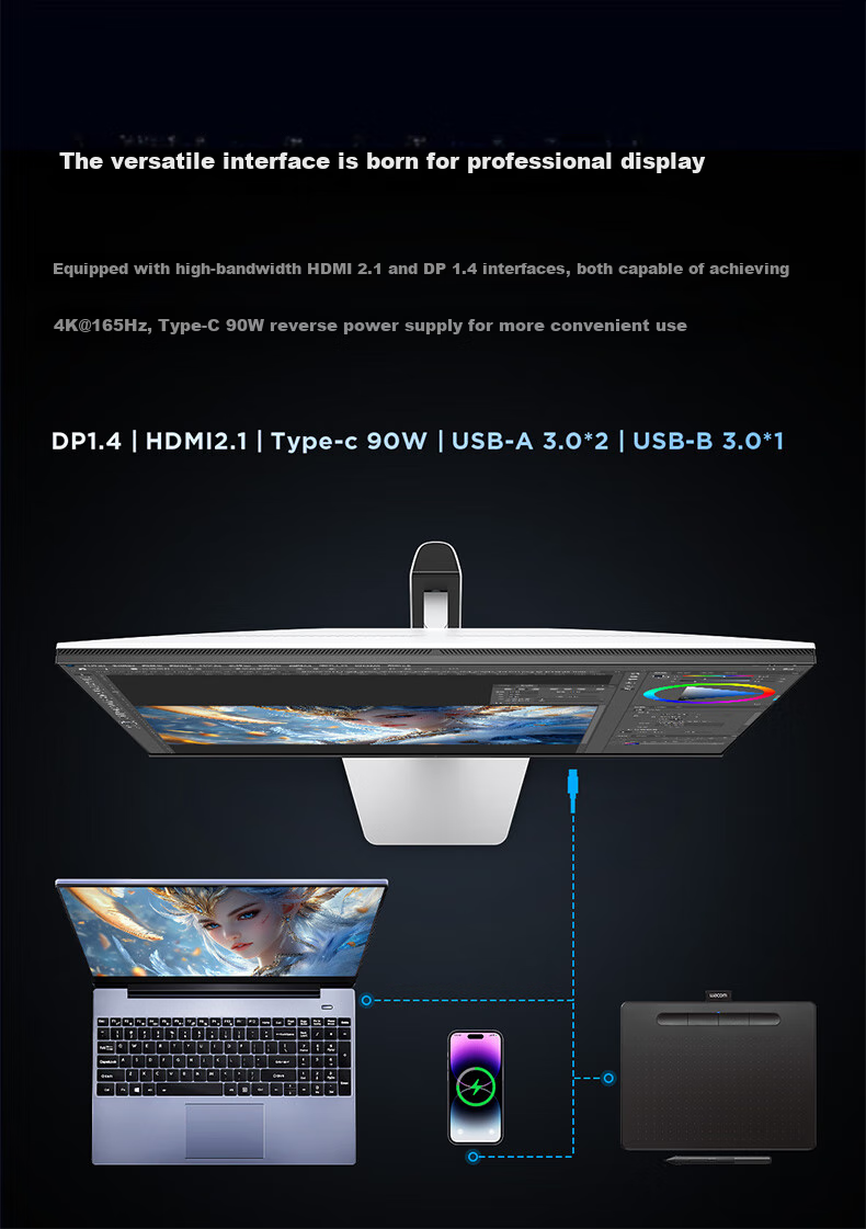 FFALCON 31.5-Inch 4K 165Hz 1400 Zone QD-MiniLED High Refresh Rate Gaming Monitor, Type-C 90W, Office Computer Display R32U81 9