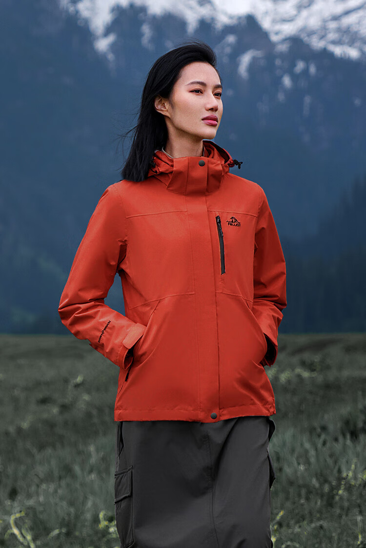 Pelliot Classic 2.0 Three-In Jacket for Women, Autumn And Winter Waterproof Warm Coat 12340106 Red XL 4