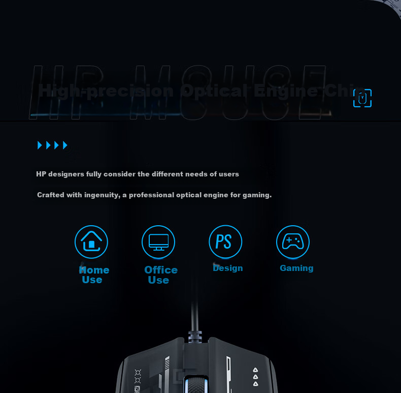 HP M100 Wired Gaming Mouse with RGB Breathing Light, Mechanical E-Sports Mouse for LOL, PUBG, CSGO, Laptop And Desktop Computer Office Universal, Black with Sound 10