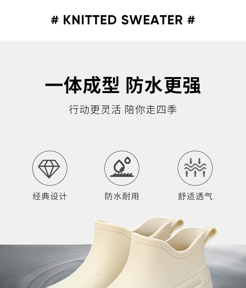 FOOTOPPO Women's Rain Shoes Waterproof Short Rubber Boots Fashion Low-Cut Outdoor Non-Slip Rain Boots 2