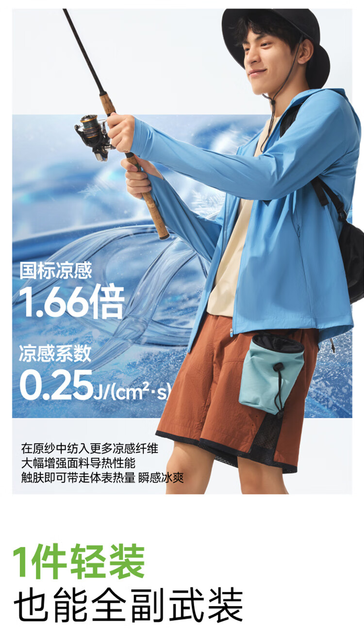 Beneunder Sun Protection Jacket for Men, Lightweight Outer Layer, Skin-Friendly Clothing, Ice Silk UV Protection, Cool And Breathable, Outdoor TS407, Moonlight Blue, XL 1