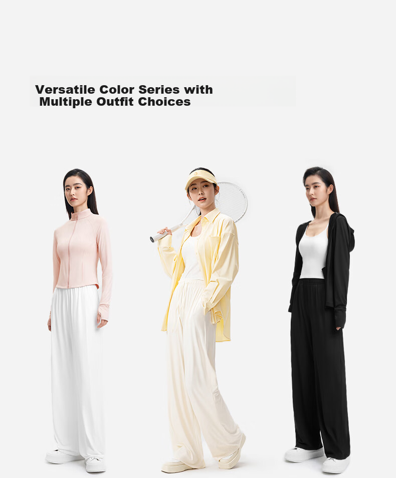 KAZUKOIN Ice Silk Sun Protection Pants for Women, Summer Cool Feeling Sports Outdoor Casual Straight Wide-Leg Trousers, Obsidian Black, M 15