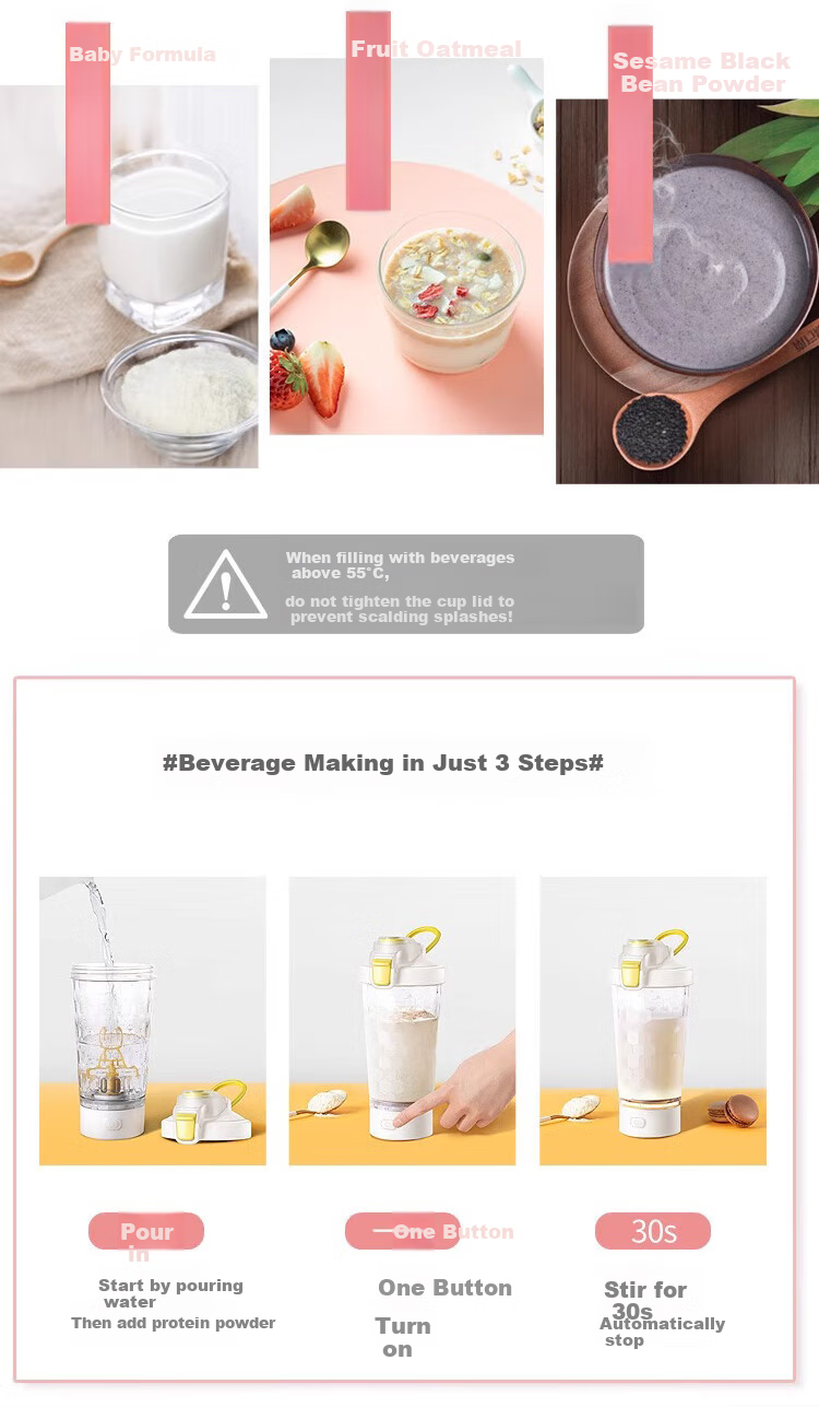 Mixiaoshu Electric Shaker Cup, Fully Automatic Blender, Tritan Material, Rechargeable, for Protein Powder, Smoothies, Milk, Coffee, Soy Milk, Water Cup 10