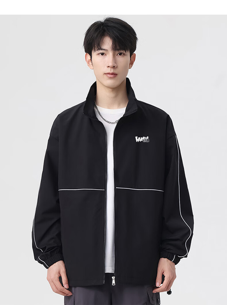 Huili Men's Jacket, Autumn Casual Reflective Striped Jacket, Trendy Versatile Windproof Coat, Men's Outerwear, Silver Gray, XL 12