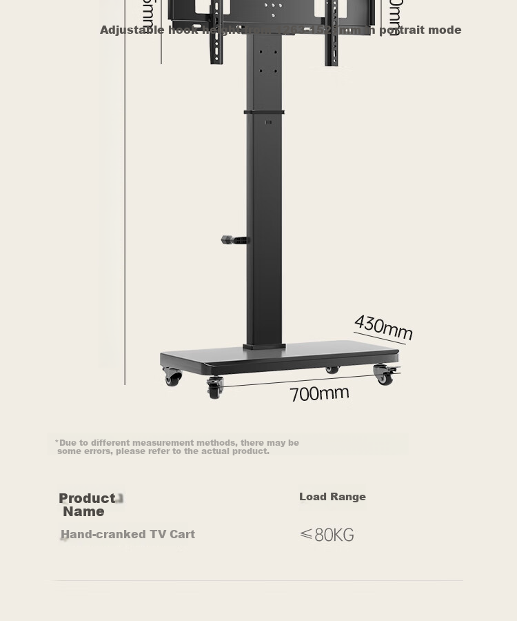 Enlipu TV Stand, Mobile 40-80 Inch Horizontal And Vertical Screen, 90° Rotation, Height Adjustable, Floor-Standing TV Mount, Monitor Bracket Suitable for Multiple Brands of TVs 21