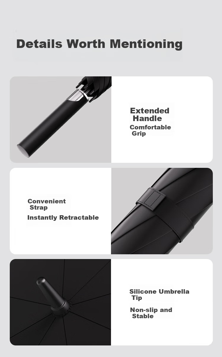 JD Original Black Knight PLUS Umbrella, 8-Rib Long Handle Umbrella, Large Reinforced Men's Waterproof Windproof Umbrella, for Rain And Shine, 25 Inches 116cm 12