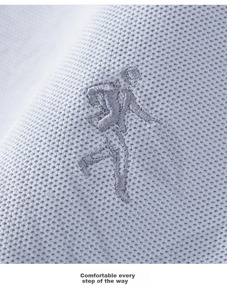 DANCING WOLVES [7A Antibacterial & 2A Anti-Mite] All-Over Embroidery Cool-Touch Men's Short-Sleeve POLO 113 Light Blue M (170) 9
