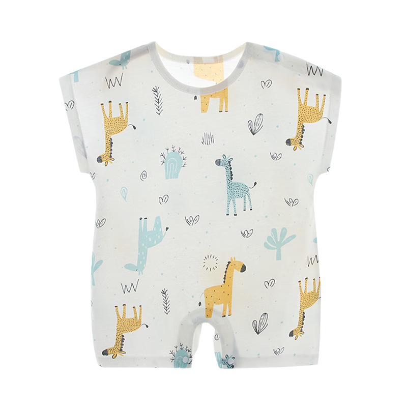 Qiaojiaoya Baby Clothes, Newborn Summer Thin Short-Sleeve Bodysuit, Class A Pure Cotton, Full Moon Baby Sleepwear for Boys And Girls