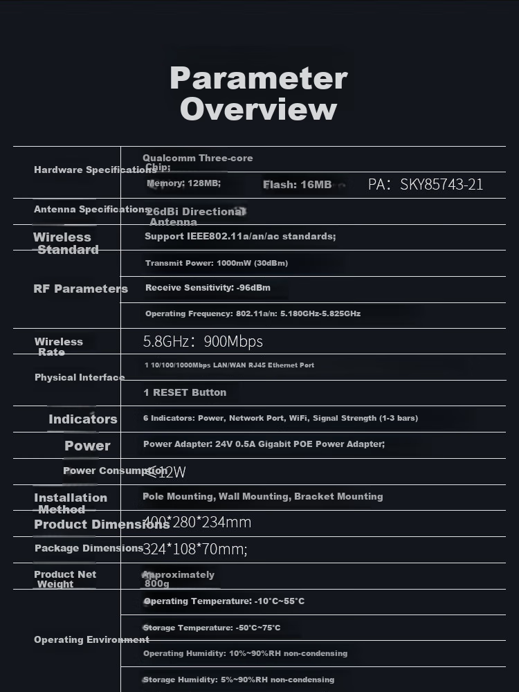 COMFAST Outdoor 11km Long-Range Transmission Bridge, 900Mbps 5.8G Anti-Interference CPE, Elevator Monitoring Transmission, Wireless WiFi Bridge, Outdoor AP Waterproof And Dustproof CF-E319A 20