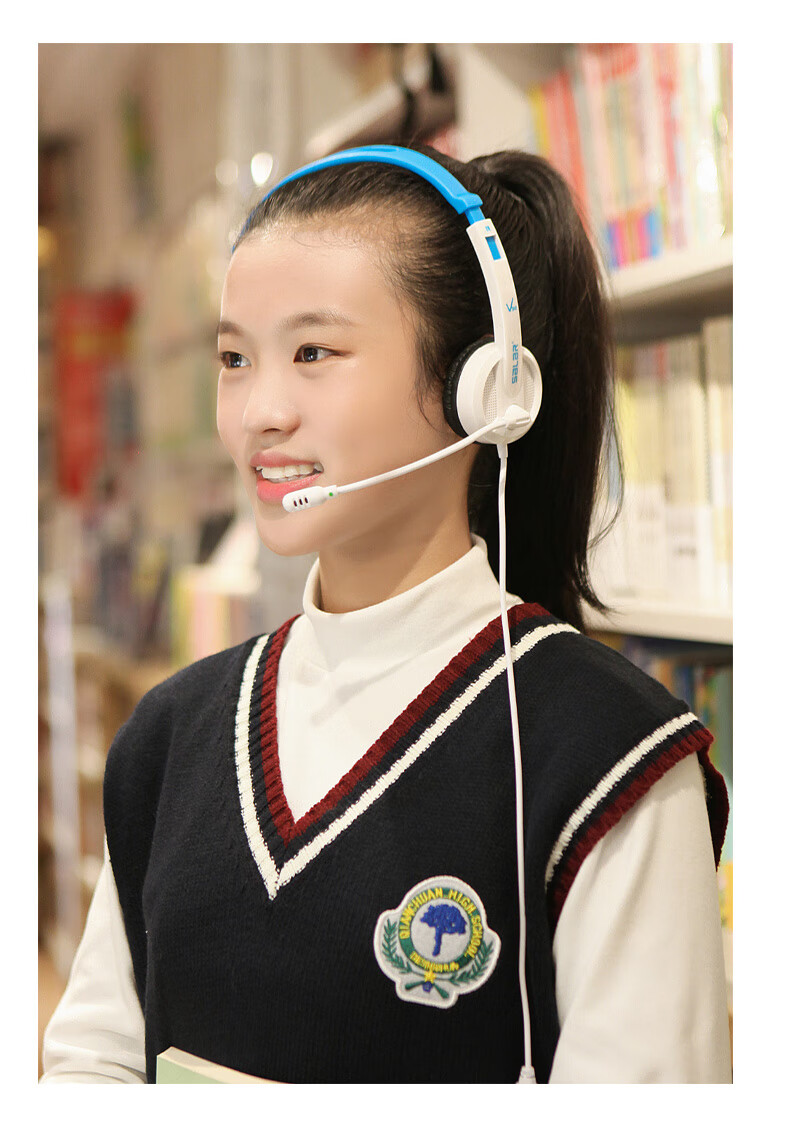 SaLaR V38 Computer Headphones for English Listening And Speaking Exams, Human-Computer Dialogue Practice, English Learning Headphones with Microphone, Student Over-Ear Design, USB Plug And Type-C Port Compatible, Universal Black Color 4