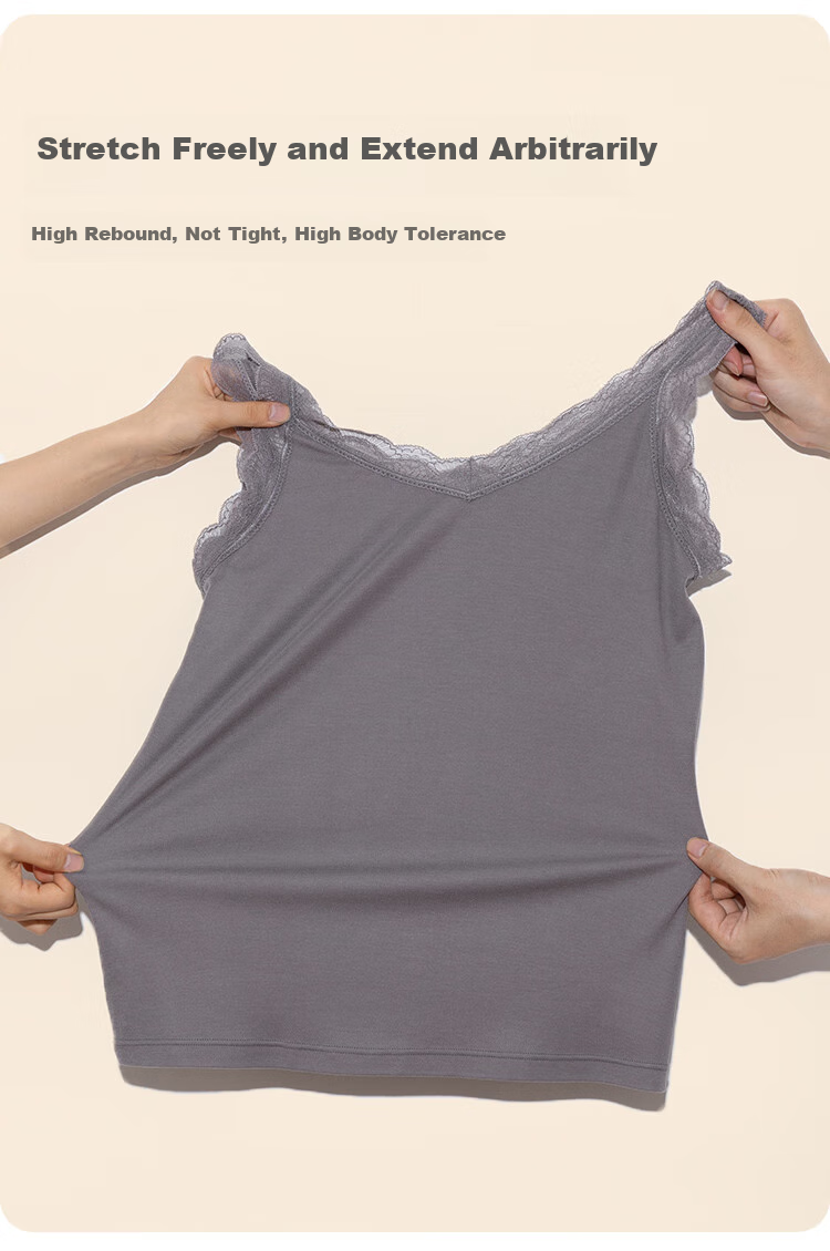 Schiesser [Thick Version] Women's Thick V-Neck Double-Sided Brushed Soft Camisole Lace Trim Thermal Underwear Vest 8