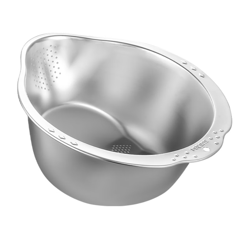 JD Original 304 Stainless Steel Rice Washing Basket, Thickened Multifunctional Draining Basket, Vegetable Washing Basin, Fruit Washing Bowl, Kitchen Basket for Home Use