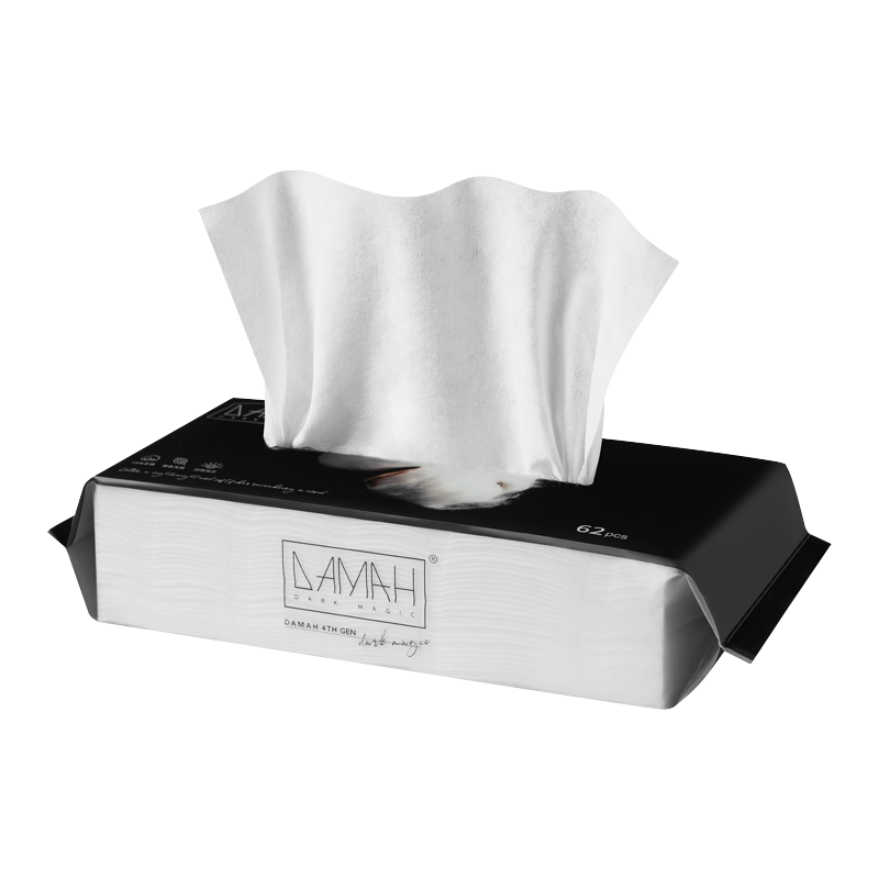 DAMAH DARK MAGIC Black Magic All-Cotton Facial Cleansing Wipes, Disposable Face Towels, Thick Version, 62 Sheets * 1 Pack